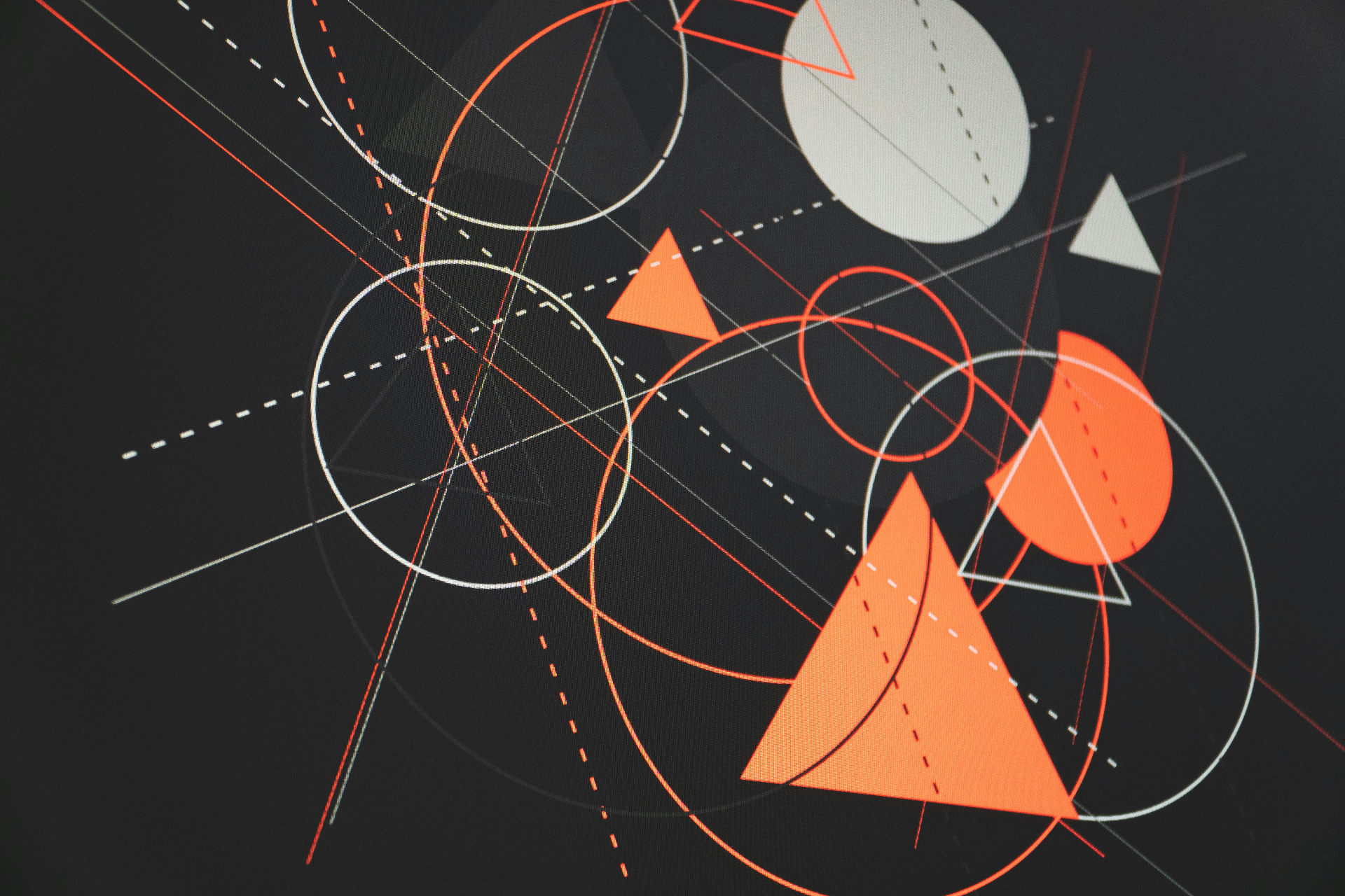 Abstract illustration of overlapping circles, lines and triangles — a metaphor for SEO work stalling inside a tangled organisation